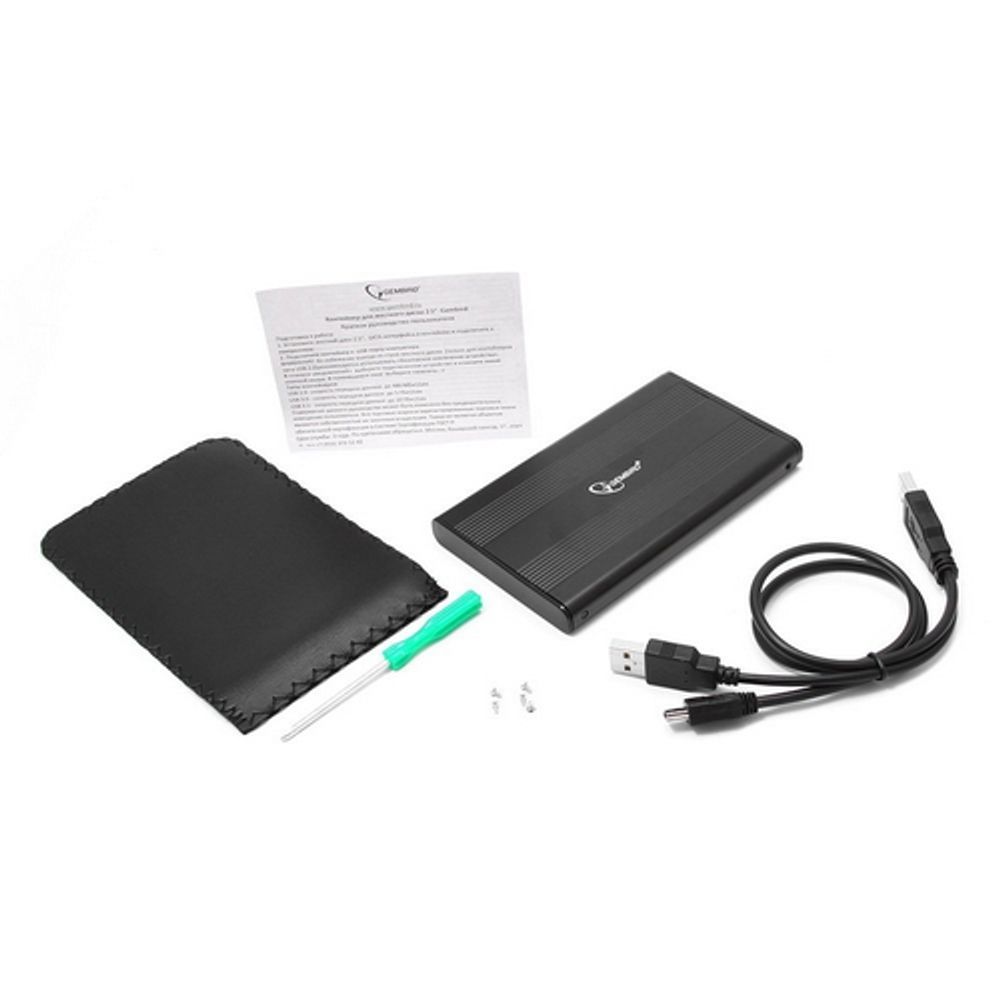Корпус для HDD/SSD Gembird Внешний 2.5" Gembird EE2-U2S-5, черный, USB 2.0, SATA, металл {100} (205564)