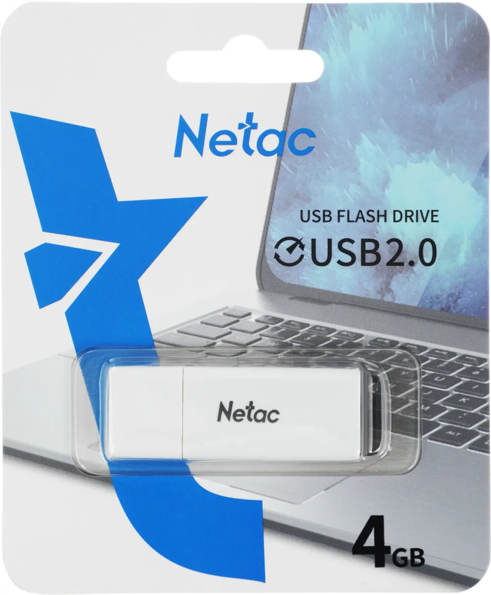 Флеш Диск Netac 4GB U185 NT03U185N-004G-20WH USB2.0 белый