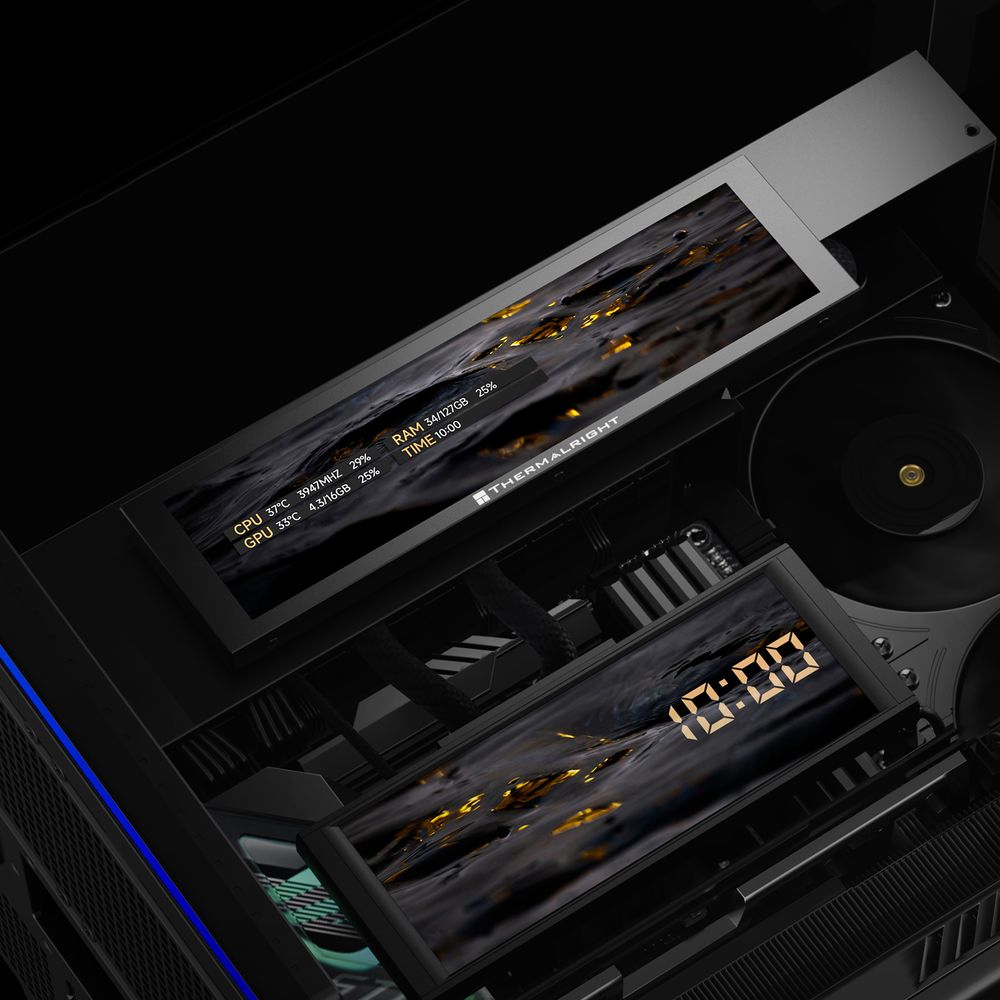 Корпус без блока питания/ Case Thermalright A70 Vision, Midi-Tower, TG, LCD, ARGB, no fans, 2xUSB-A 3.0, 1xUSB Type-C, ATX, mATX, mITX Black