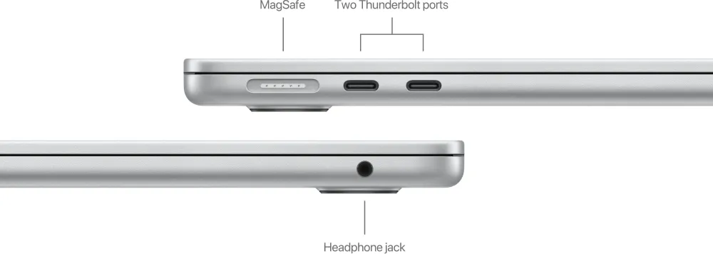 Ноутбук Apple MacBook Air A3113 M3 8 core 16Gb SSD256Gb/8 core GPU 13.6" Liquid Retina (2560x1664) macOS silver WiFi BT Cam (MC8H4LL/A)