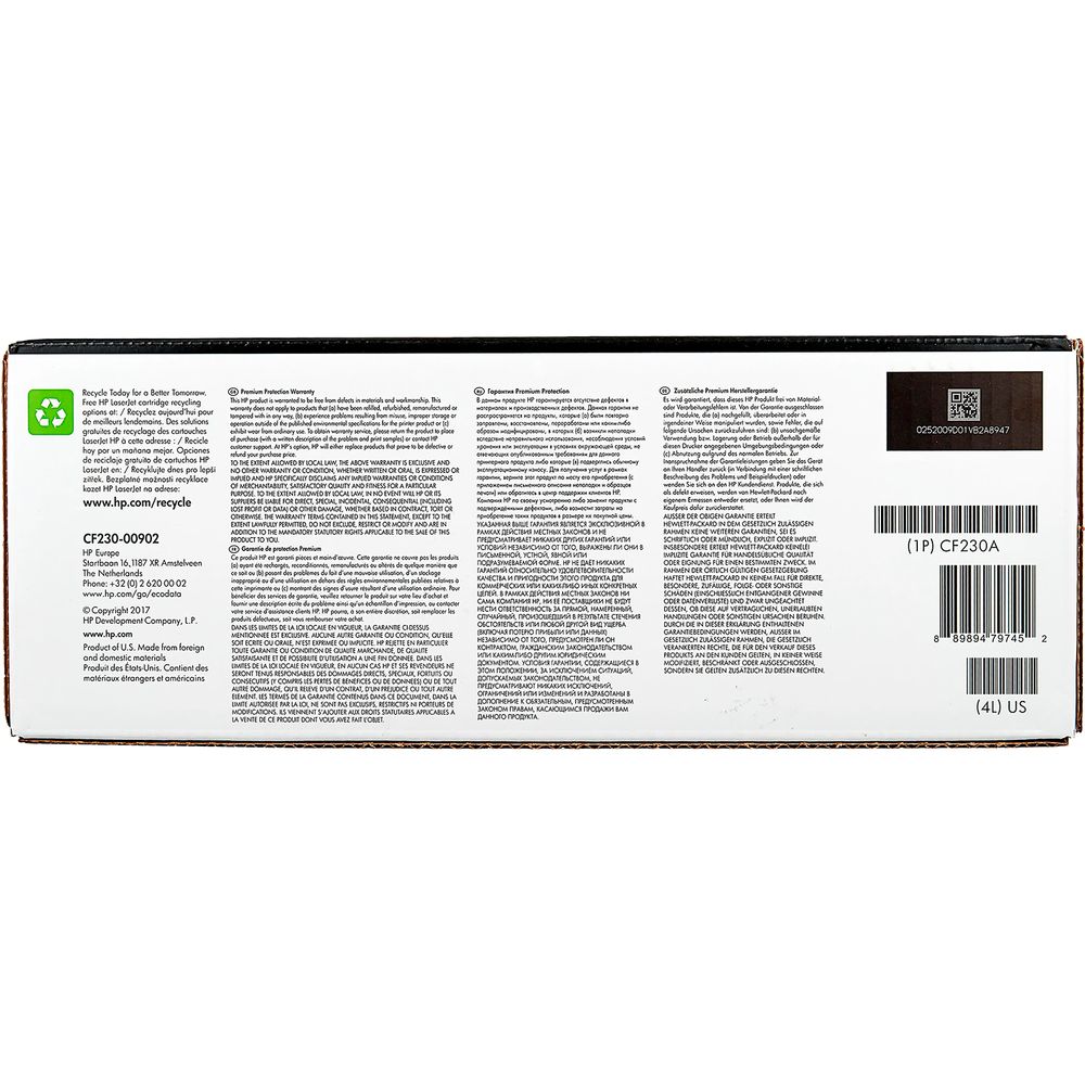 Картридж лазерный HP 30A CF230A черный бар.в компл. (1600стр.) для HP LJ Pro M203/M227