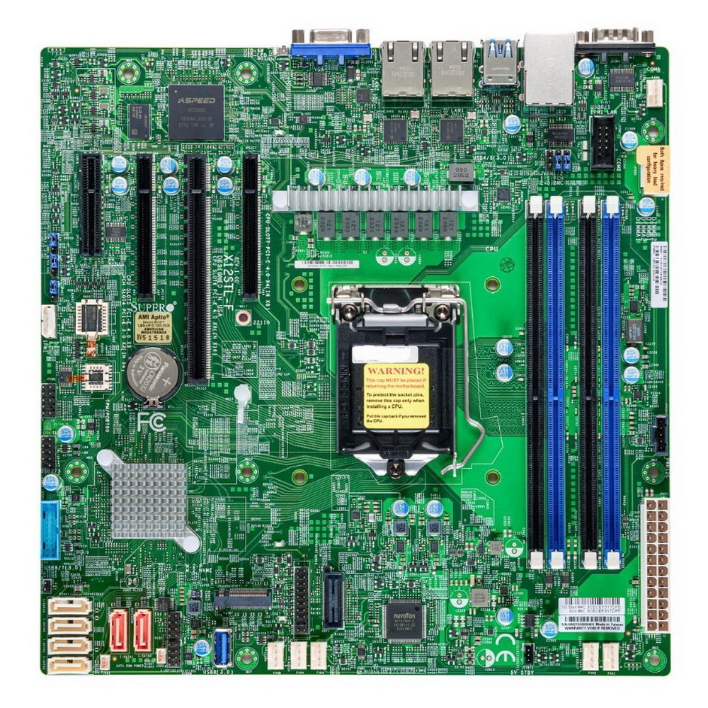Материнская плата SuperMicro MBD-X12STL-F-B Intel® Xeon® E-2300 Processor, 10th Generation Intel® Pentium® Processor, Single Socket LGA-1200 (Socket H5) supported,CPU supports Up to 95W TDP,Intel® C252,Up to 128GB Unbuffered ECC UDIMM,DDR4-3200MHz, in 4 D