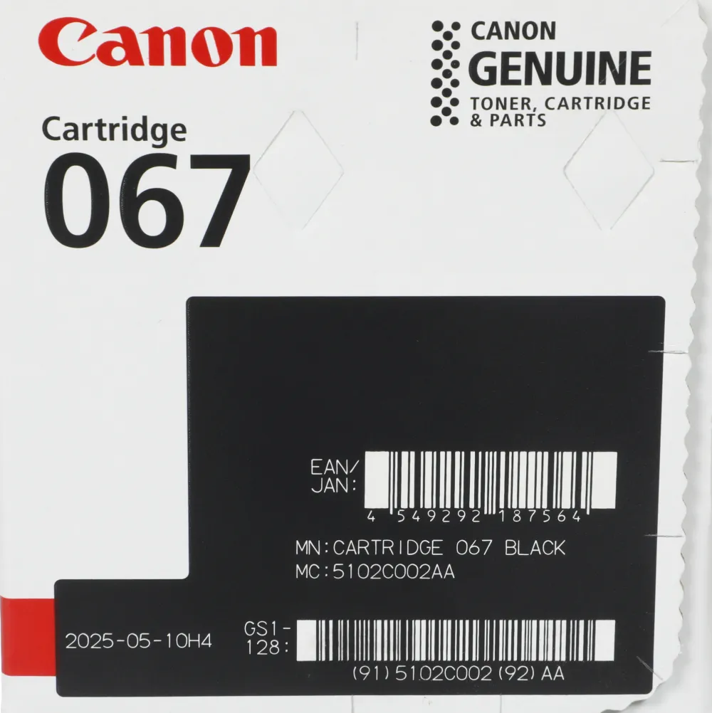 Картридж лазерный Canon 067BK 5102C002 черный бар.в компл. (1400стр.) для Canon LBP631/633/MF651/655/657