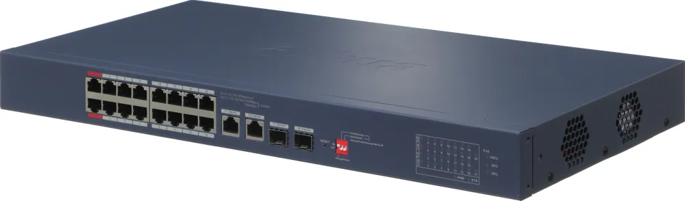 Коммутатор Dahua DH-CS4218-16ET-240 (L2) 16x100Мбит/с 2xКомбо(1000BASE-T/SFP) 2SFP 16PoE 240W управляемый