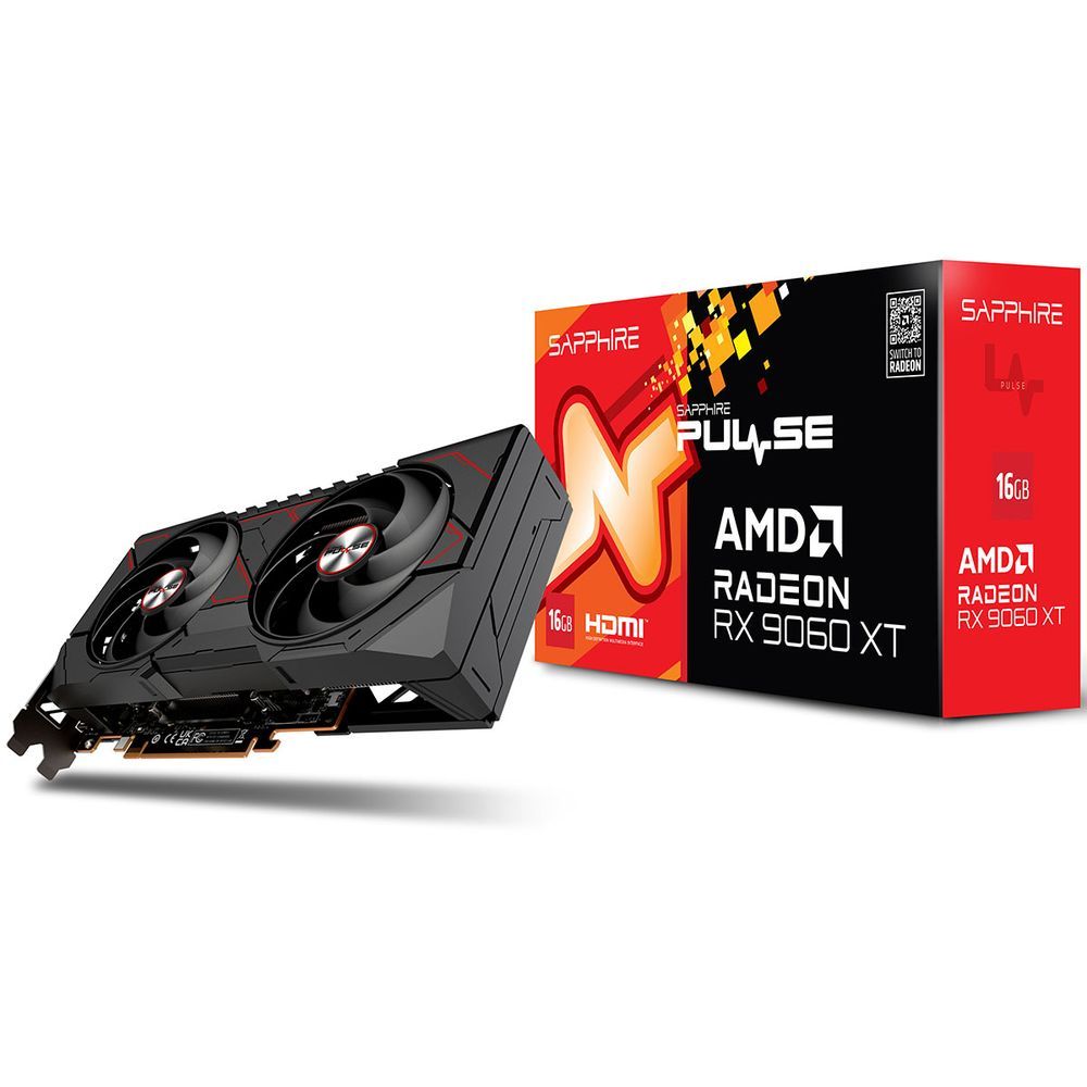 Видеокарта Sapphire PCI-E 5.0 11350-03-20G PULSE AMD RADEON RX 9060 XT GAMING OC 16GB DUAL AMD Radeon RX 9060XT 16Gb 128bit GDDR6 2700/20000 HDMIx2 DPx1 HDCP Ret