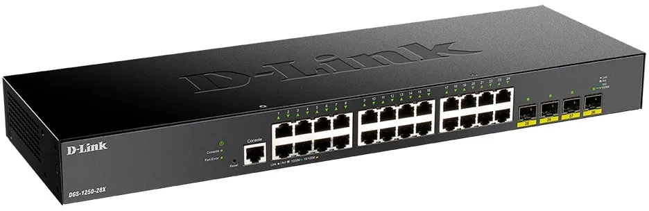 Коммутатор D-Link DGS-1250-28X/RU/A1A (L2) 24x1Гбит/с 4SFP+ управляемый