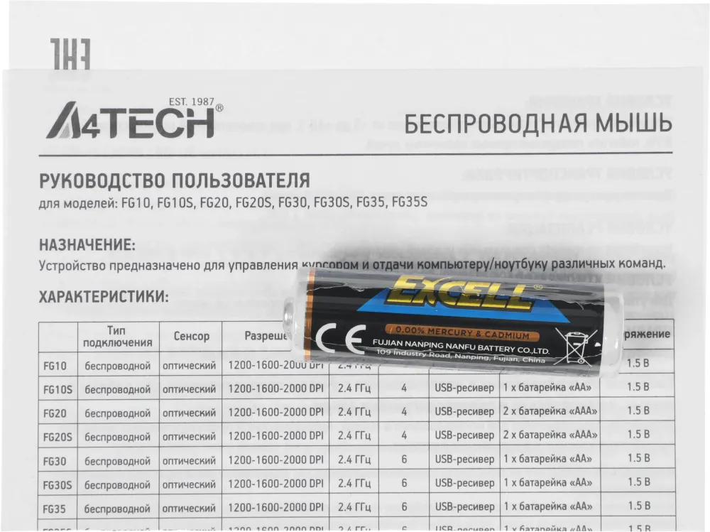 Мышь A4Tech Fstyler FG10 белый/серый оптическая 2000dpi беспров. USB 3but (FG10 WHITE)