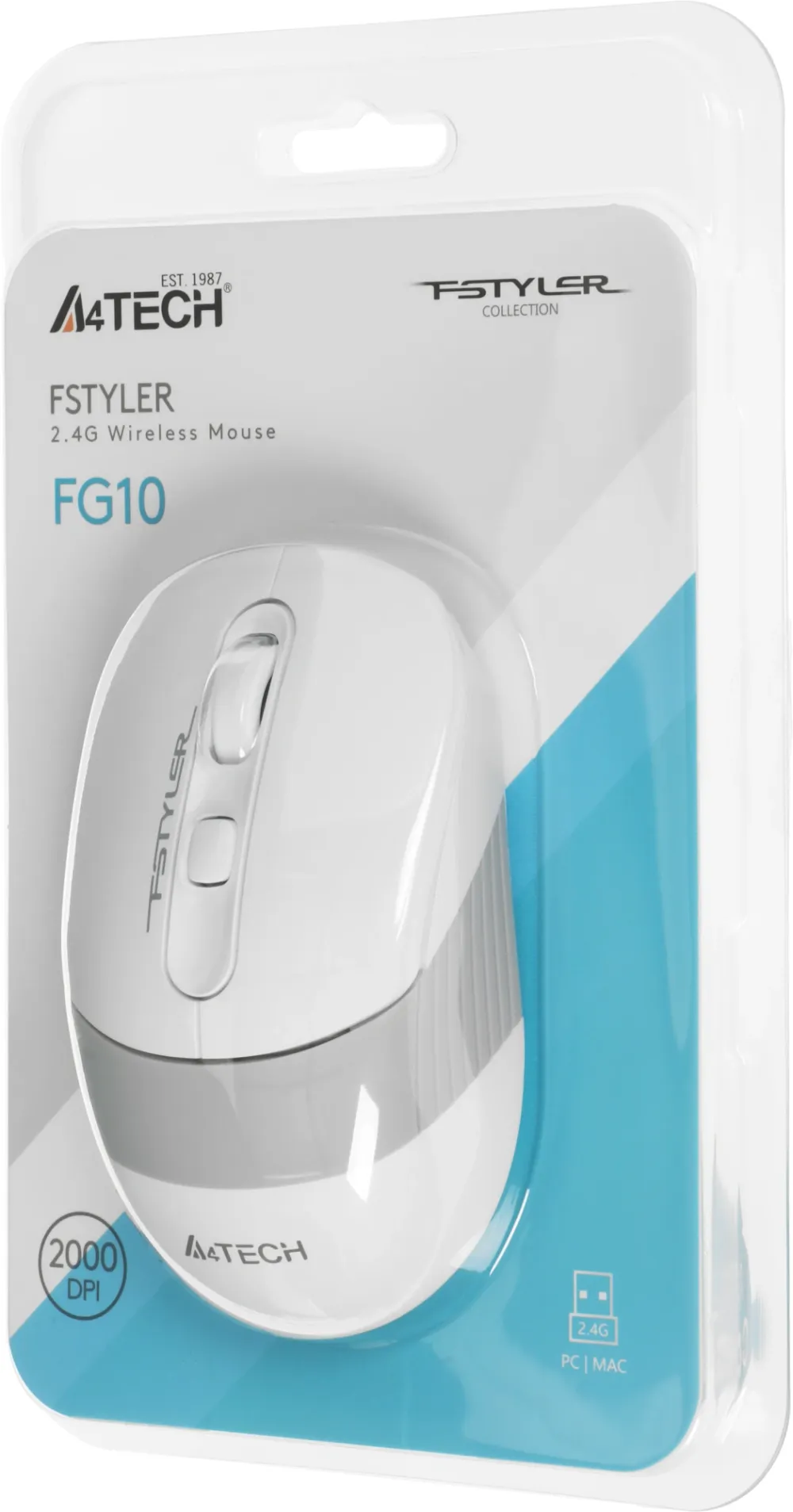 Мышь A4Tech Fstyler FG10 белый/серый оптическая 2000dpi беспров. USB 3but (FG10 WHITE)