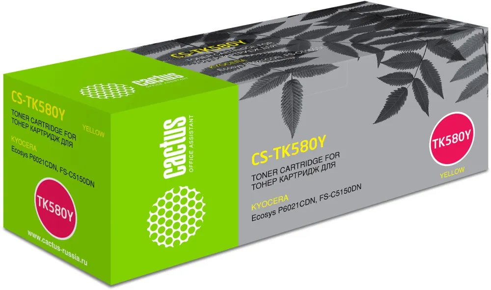 Картридж лазерный Cactus CS-TK580Y TK-580Y желтый (2800стр.) для Kyocera FS-C5150DN/P6021 Ecosys