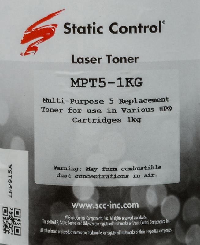 Тонер Static Control MPT5-1KG черный флакон 1000гр. для принтера HP LJ1200/4100/5000