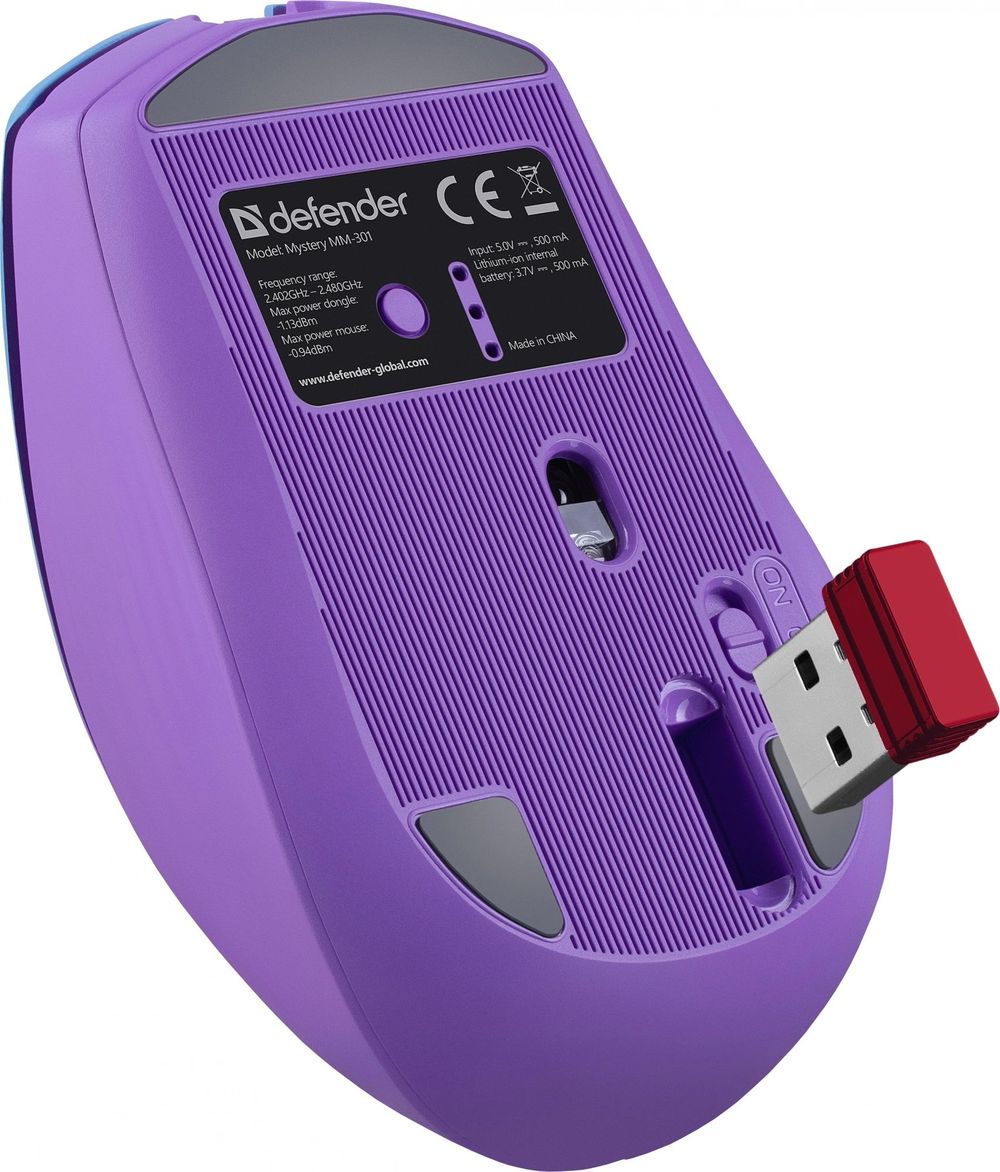 Мышь DEFENDER WRL MYSTERY MM-301 PURPLE 52301