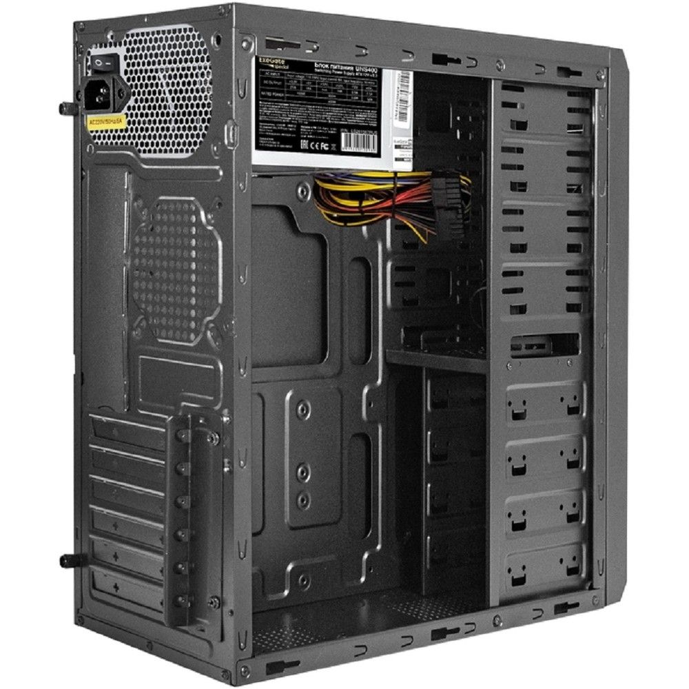 Exegate EX299342RUS Корпус Miditower ExeGate UN-605B-UNS400 (ATX, БП UNS400 с вент. 12см, 2*USB, аудио, блокировка, черный)