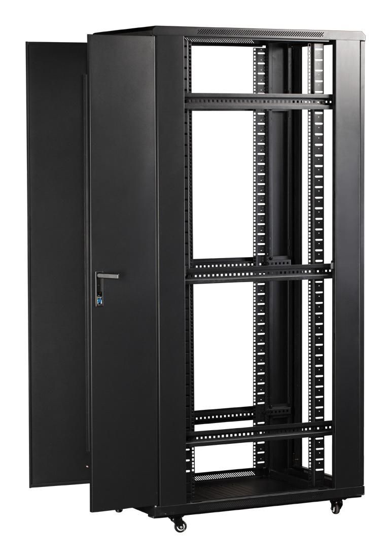 Шкаф коммутационный Lanmaster (TWT-CBB-42U-6X8-G1) напольный 42U 600x800мм пер.дв.стекл задн.дв.спл.стал.лист 2-хст. 2 бок.пан. 800кг черный IP20