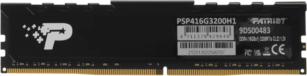 Память DDR4 16GB 3200MHz Patriot PSP416G3200H1 Signature Premium RTL PC4-25600 CL22 DIMM 288-pin 1.2В dual rank с радиатором Ret