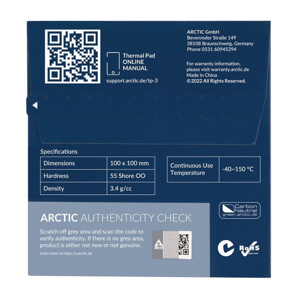Термопрокладка Arctic Cooling Thermal pad 100x100mm, 1.0mm TP-3 (ACTPD00053A)