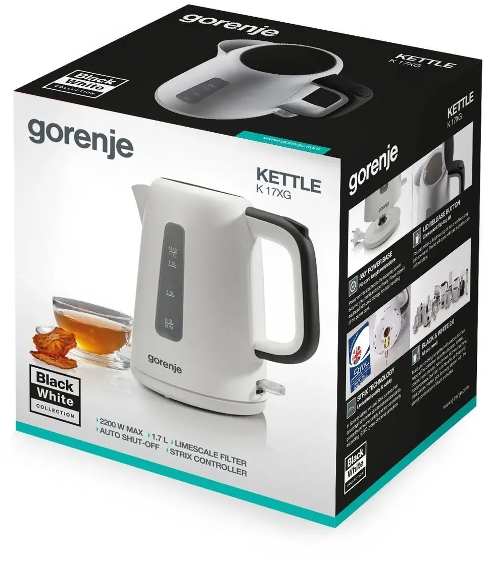 Чайник электрический Gorenje K17XG 1.7л. 2200Вт белый корпус: пластик