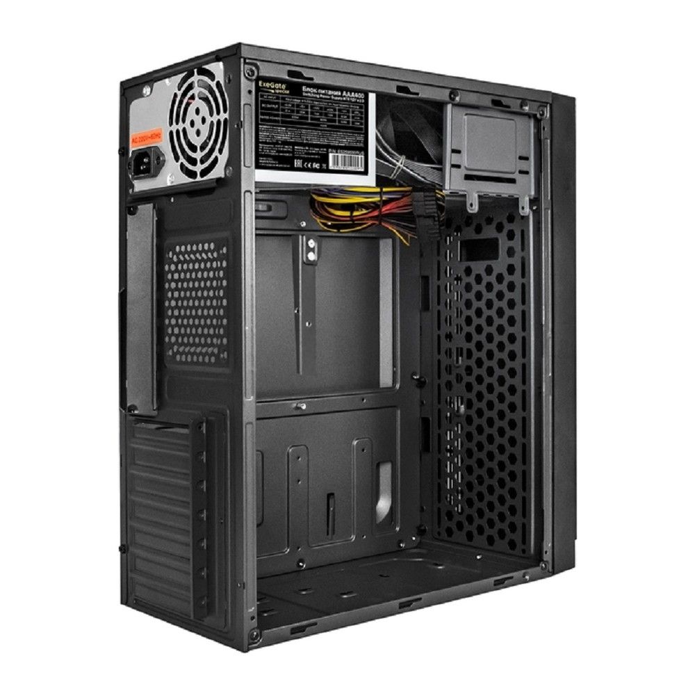 Exegate EX291141RUS Корпус Minitower ExeGate BAA-105-01AAA400 (mATX, БП AAA400 с вент. 8см, 4*USB, аудио, черный)