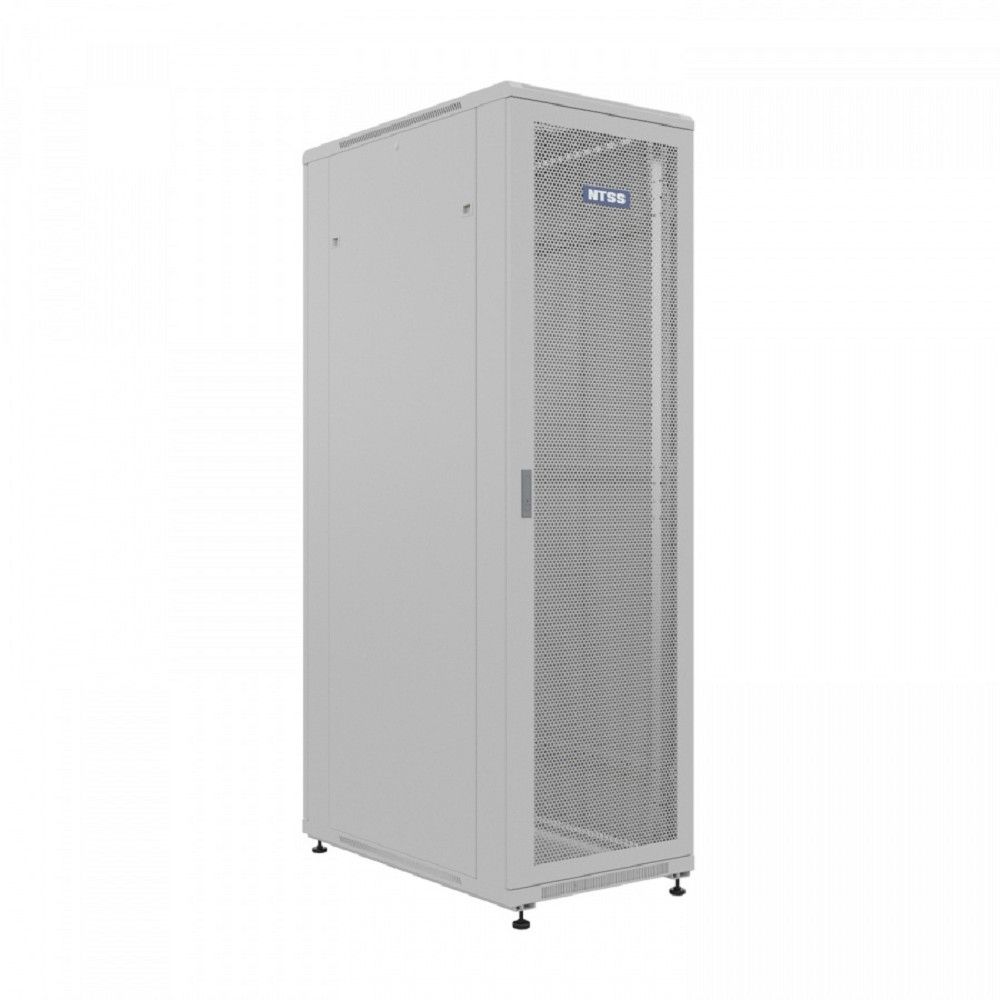 NTSS Шкаф напольный универсальный серверный NTSS R 32U 600х1000мм, 4 профиля 19, двери перфорированная и перфорированная, боковые стенки съемные, регулируемые опоры, разобранный, серый RAL 7035 NTSS-R