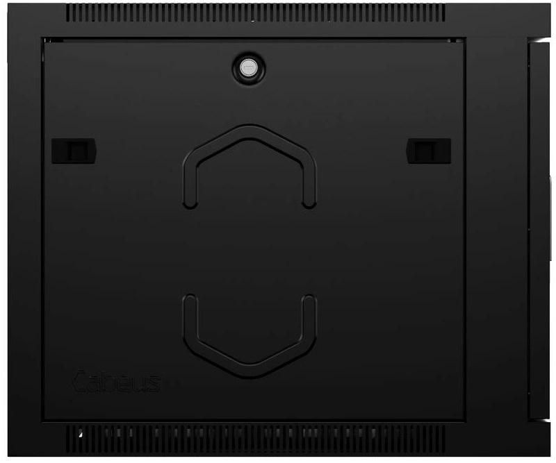 Cabeus SH-05F-9U60/60-BK Шкаф телекоммуникационный настенный 19" 9U 600x600x501mm (ШхГхВ) дверь стекло, цвет черный (RAL 9004)