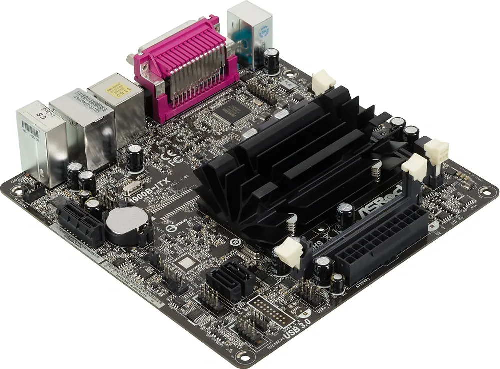 Материнская плата с ЦПУ ASRock Q1900B-ITX, Intel® Quad-Core Processor J1900 (2 GHz), Mini-ITX, 2xDDR3/DDR3L-1333 SO-DIMM, Max 16GB, 1xPCI-Ex1, 1xSATA2, Giga Lan, 6CH, VGA/HDMI, 3xUSB2.0, 1xUSB3.0 RTL {20}