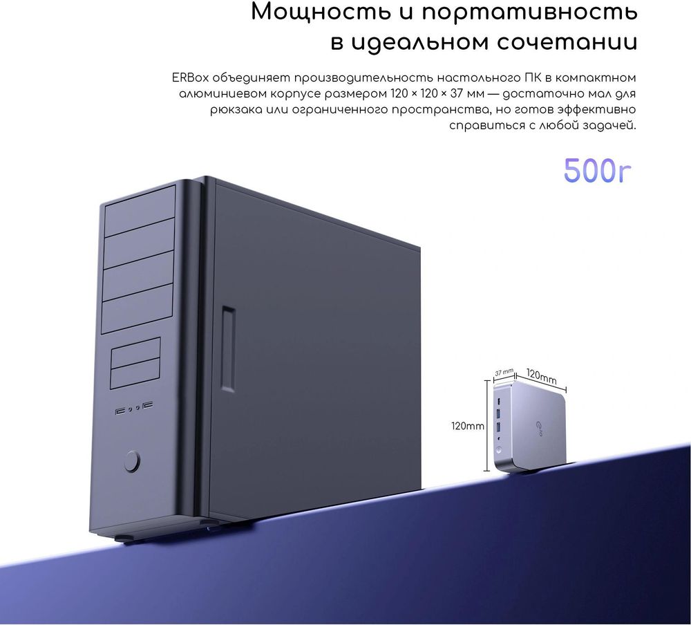 Неттоп Acer Gadget E10 ERBox Ryzen 7 8745HS (3.8) 16Gb SSD512Gb 780M Windows 11 Pro 2xGbitEth WiFi BT 120W черный (1747236)