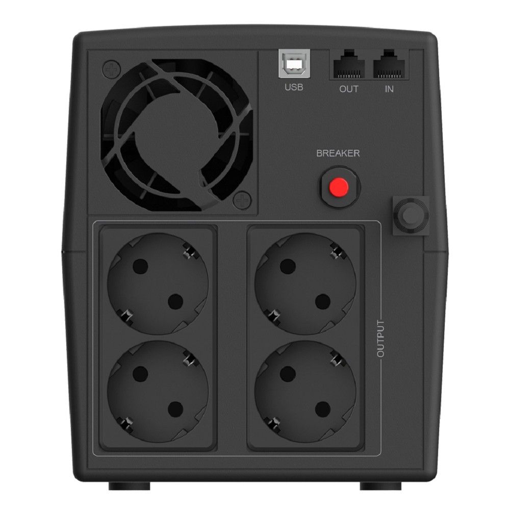 ИБП CBR [QTM-1500T-4F-LCUC] Line Interactive  1500VA/900W 9Ah12V 4 x Shuko, HID-USB, RJ45/11