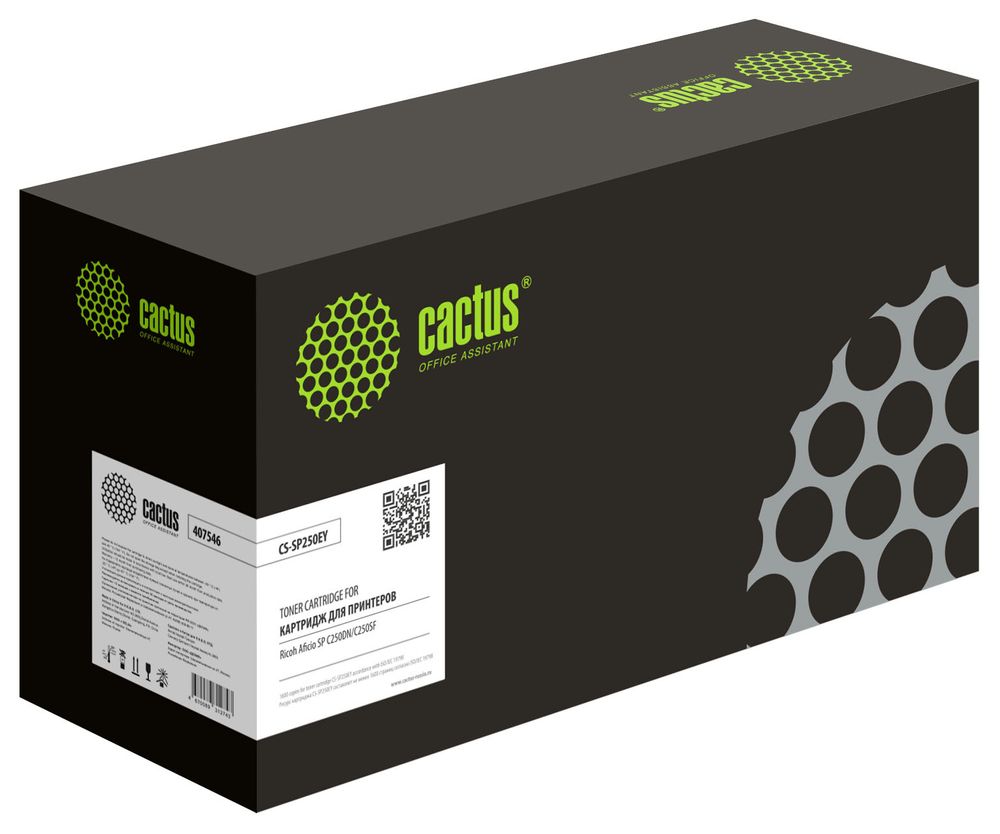Картридж лазерный Cactus CS-SP250EY 407546 желтый (1600стр.) для Ricoh Aficio SP C250/C260/C261 с чипом