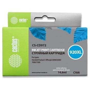 Картридж струйный Cactus CS-CD972 №920XL синий (14.6мл) для HP DJ 6000/6500/7000/7500 с чипом