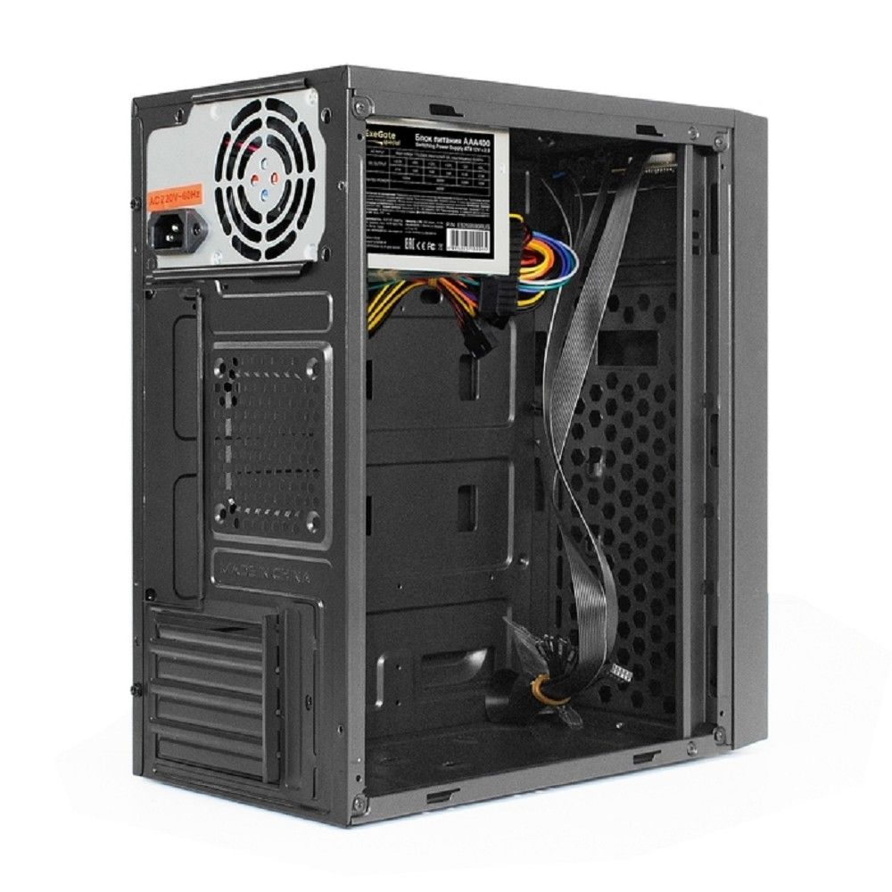 Exegate EX292349RUS Корпус Minitower ExeGate BAA-113-AAA400 (mATX, БП AAA400 с вент. 8см, 2*USB, аудио, черный)