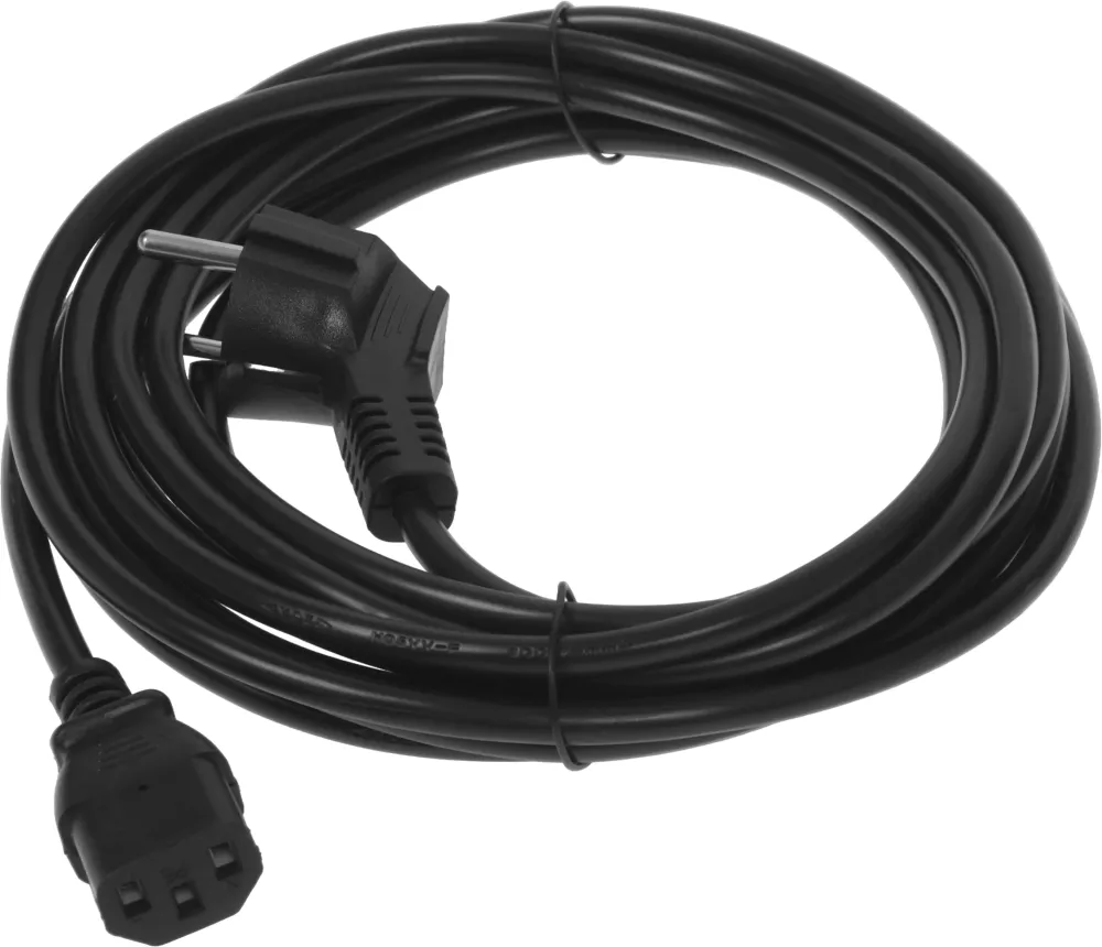 Кабель Buro BU-PCAB-ZP2 IEC C13 Евровилка угловой 5м черный (пакет)