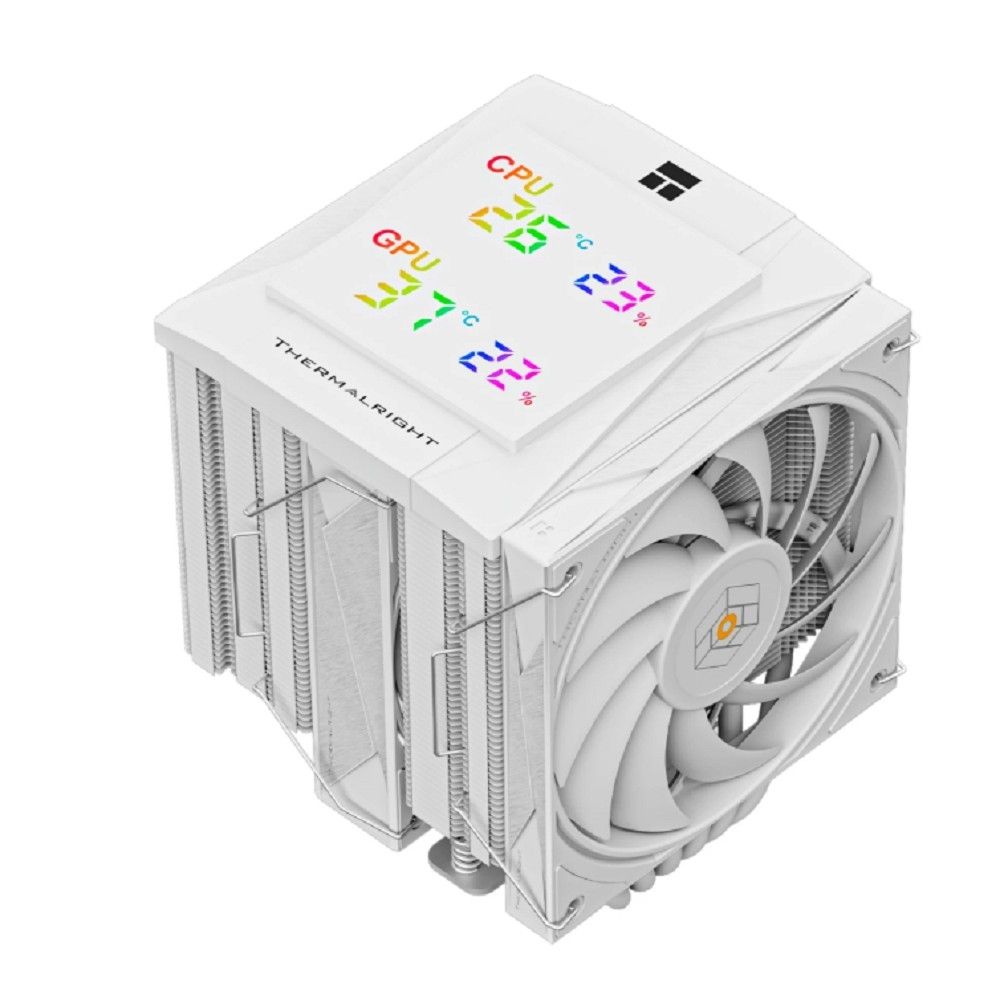 Thermalright Кулер Royal Knight 120 Digital White LGA115X/1200/1700/1851/2011/2066/ AM4/AM5 (2x120mm PWM Fan, медное основание, 6 тепл. трубок 6мм) / TRRK120DW