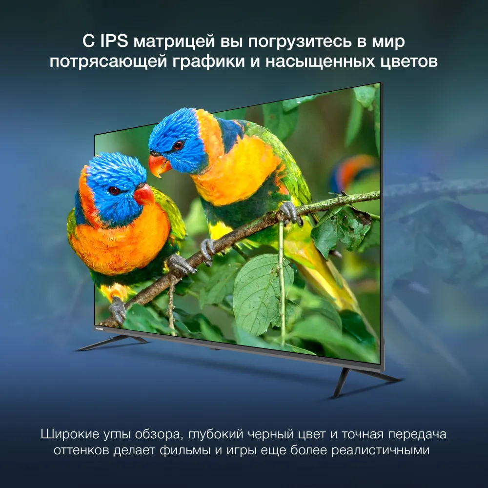Телевизор LED Hyundai 55" H-LED55BU7100 WebOS Frameless Metal серый/серый 4K Ultra HD 60Hz MEMC DVB-T DVB-T2 DVB-C DVB-S DVB-S2 USB WiFi Smart TV