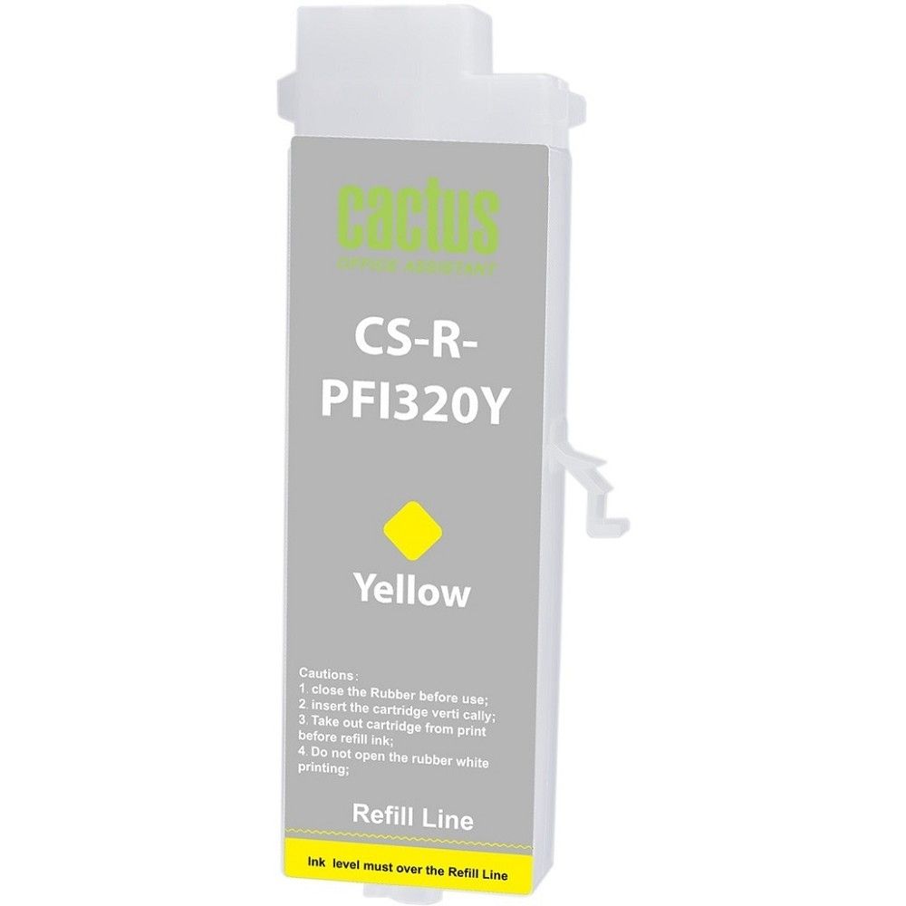 Картридж перезаправляемый струйный Cactus CS-R-PFI320Y PFI-320Y желтый для Canon imagePrograf TM-200/200MFP/205/300/300MFP/305/250/255/350/355 без чипа