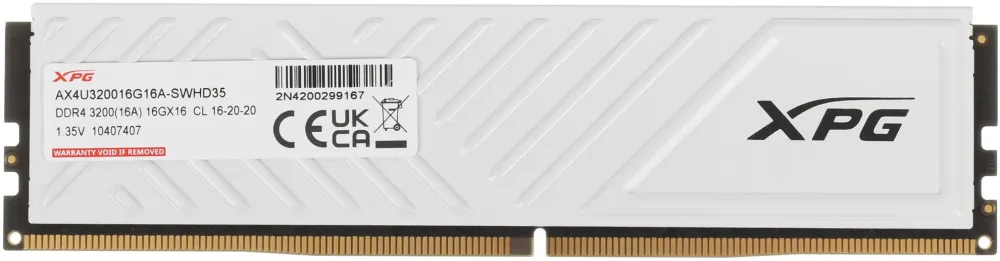 Память DDR4 16GB 3200MHz A-Data AX4U320016G16A-SWHD35 XPG Gammix D35 RTL Gaming PC4-25600 CL16 DIMM 288-pin 1.35В dual rank с радиатором Ret
