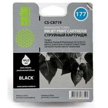 Картридж струйный Cactus CS-C8719 №177XL черный (38мл) для HP 3100/3110/3207/3210/3213/3214/3308/8250/8253/C5140 с чипом