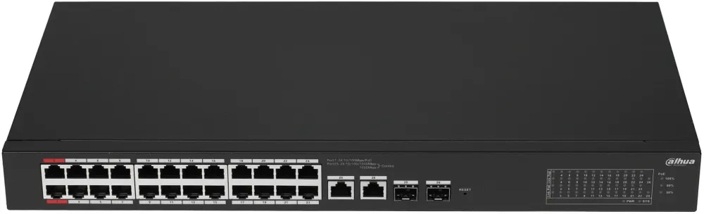 Коммутатор Dahua DH-CS4226-24ET-240 (L2) 24x100Мбит/с 2x1Гбит/с 2xКомбо(1000BASE-T/SFP) 240W управляемый