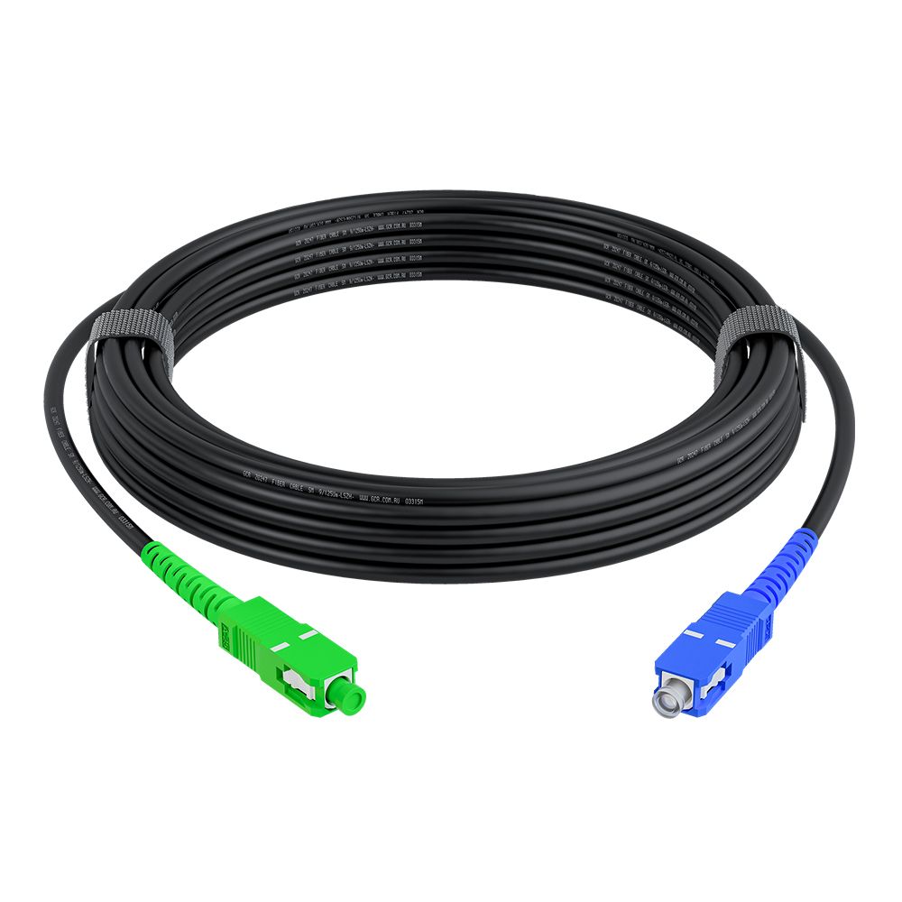 GCR PRO Патч-корд оптический 30.0m переходной SC/APC - SC/UPC Simplex одномодовый SM 9/125, LSZH, черный