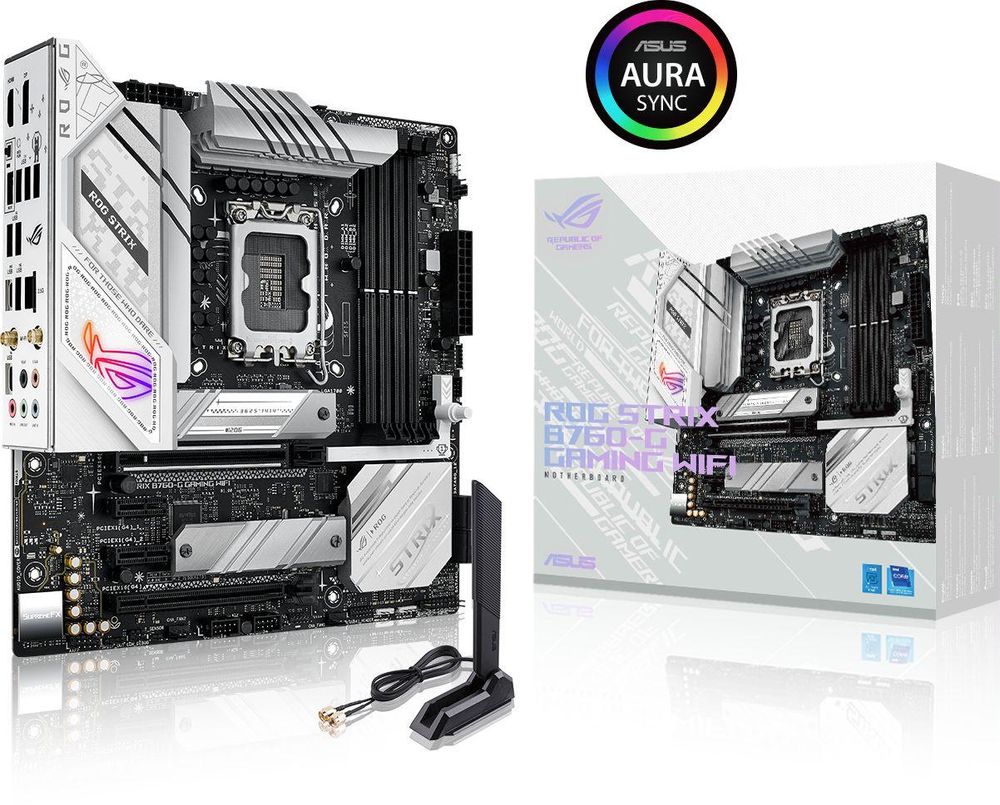 Материнская плата Asus ROG STRIX B760-G GAMING WIFI Soc-1700 Intel B760 4xDDR5 mATX AC`97 8ch(7.1) 2.5Gg RAID+HDMI+DP