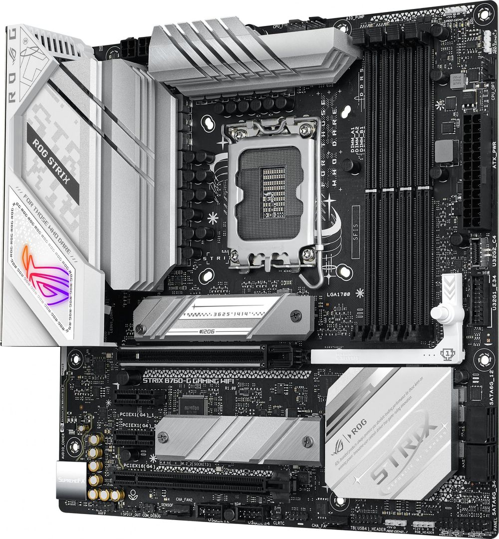 Материнская плата Asus ROG STRIX B760-G GAMING WIFI Soc-1700 Intel B760 4xDDR5 mATX AC`97 8ch(7.1) 2.5Gg RAID+HDMI+DP