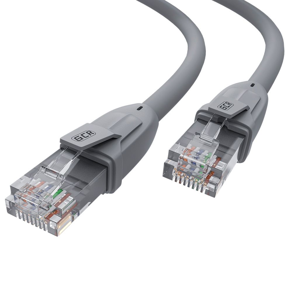 GCR Патч-корд прямой 7.5m UTP кат.6А, серый, 24 AWG, литой, ethernet high speed, RJ45, T568B