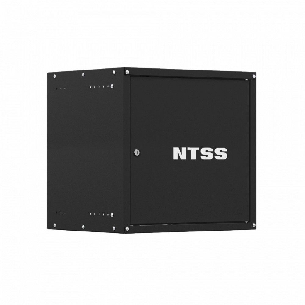 NTSS Шкаф настенный телекоммуникационный NTSS LIME 12U 550х600х635мм, 2 профиля 19, дверь сплошная металл, боковые стенки несъемные, разобранный, черный RAL 9005 NTSS-WL12U5560FD-BL