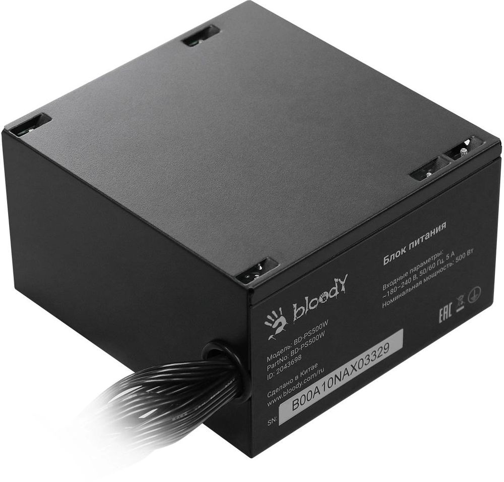 Блок питания Bloody ATX 500W BD-PS500W 80 PLUS WHITE (20+4pin) APFC 120mm fan 6xSATA RTL