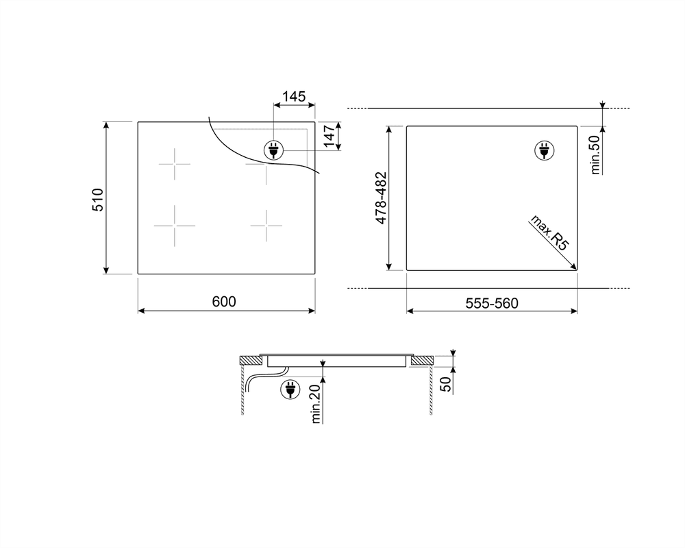 Варочная панель Smeg/ SMEG SIM6644R Индукционная варочная панель, 60 см, прямой край