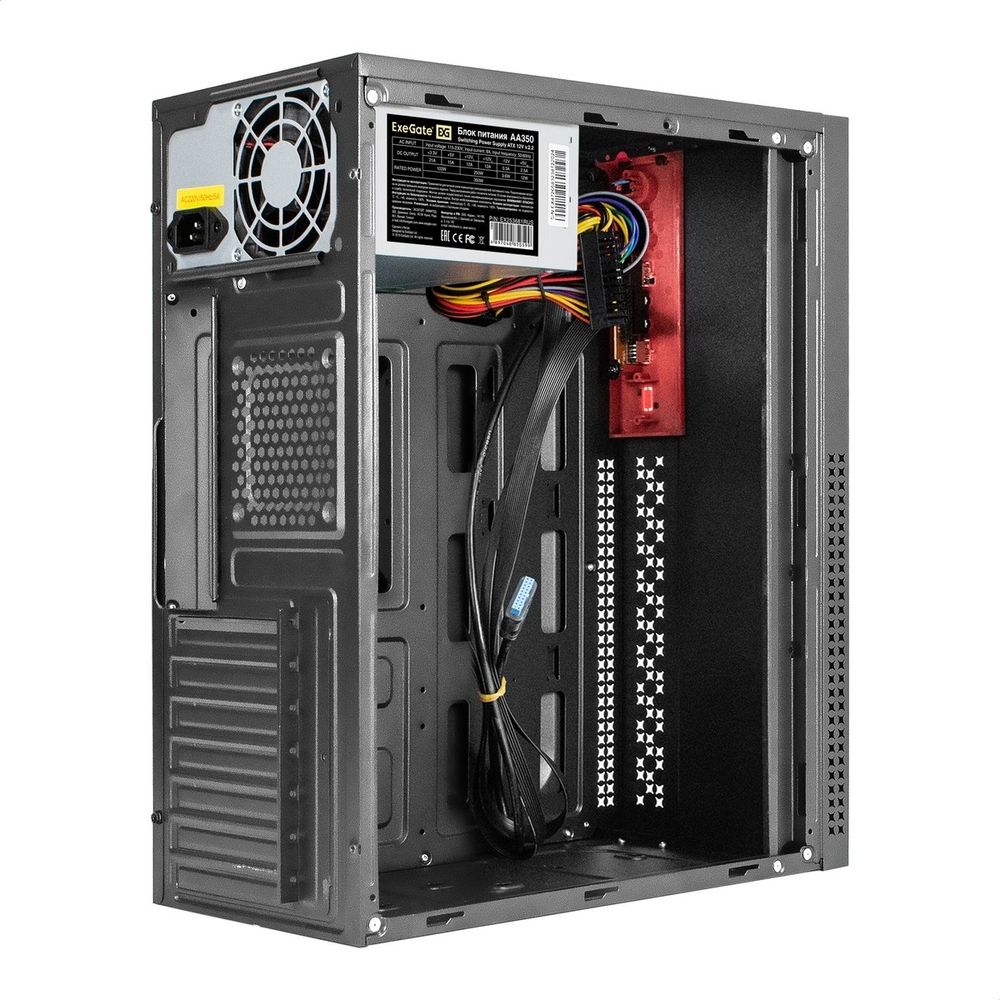 Exegate EX298140RUS Корпус Miditower ExeGate AA-443U-AA350 (ATX, AA350 8 см, 2*USB+1*USB3.0+HD Audio, черный)