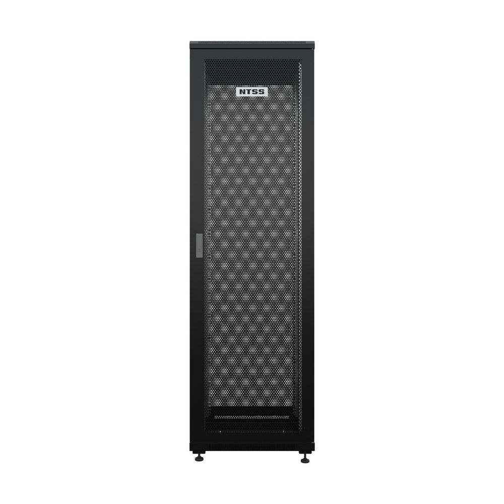 NTSS Шкаф напольный универсальный серверный NTSS R 47U 600х600мм, 4 профиля 19, двери перфорированная и перфорированная, боковые стенки съемные, регулируемые опоры, разобранный, черный RAL 9005 NTSS-R