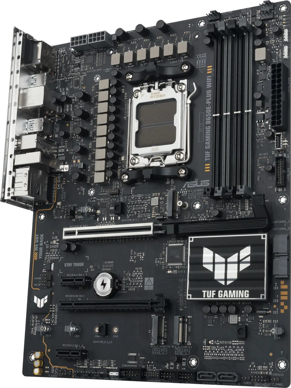 Материнская плата Asus TUF GAMING B650E-PLUS WIFI SocketAM5 AMD B650 4xDDR5 ATX AC`97 8ch(7.1) 2.5Gg RAID+HDMI+DP