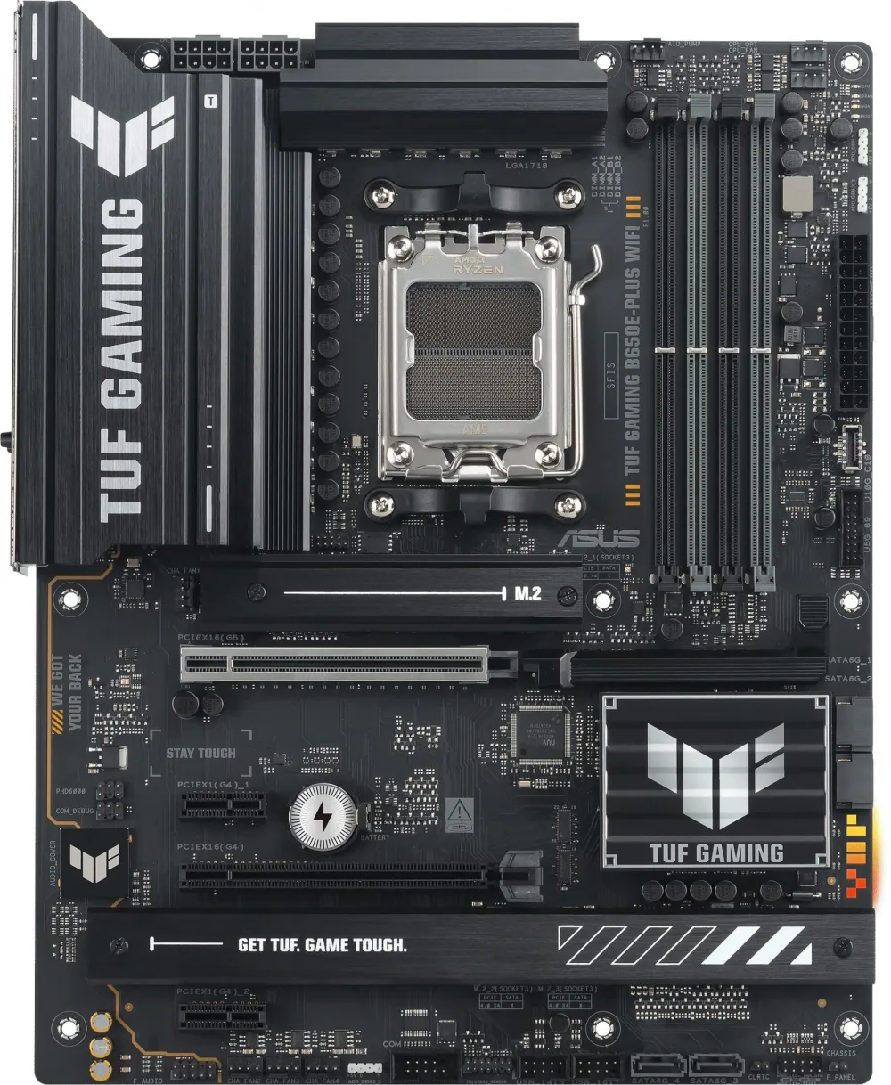 Материнская плата Asus TUF GAMING B650E-PLUS WIFI SocketAM5 AMD B650 4xDDR5 ATX AC`97 8ch(7.1) 2.5Gg RAID+HDMI+DP