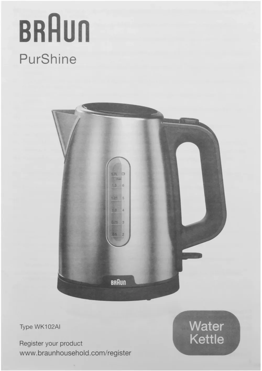 Чайник электрический Braun WK1500WH 1.7л. 2200Вт сталь/белый корпус: металл/пластик