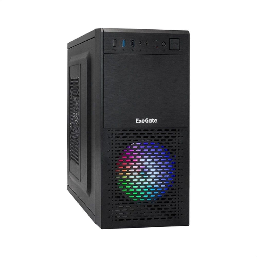 Exegate EX292984RUS Корпус Minitower ExeGate mEVO-7807-NPX500 (mATX, БП 500NPX 12см, 1*USB+1*USB3.0, черный 1x12 см с RGB подсветкой)