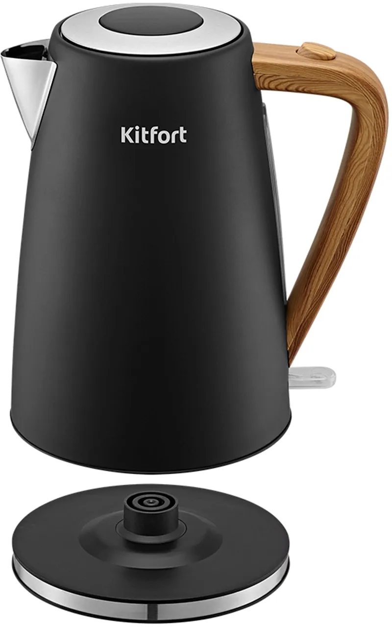Чайник электрический Kitfort КТ-6792 1.7л. 2200Вт черный/дерево корпус: металл/пластик